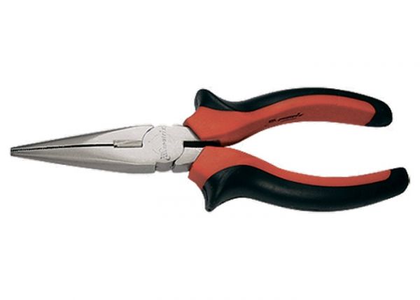 Длинногубцы Matrix NICKEL, 180 мм, прямые никелированные, двухкомпонентные рукоятки