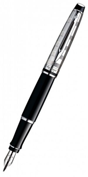 Ручка перьевая WATERMAN Expert 3 (S0952300) Deluxe Black CT (F) чернила: синий латунь перо нержавеющая сталь палладиевое покрытие, гравировка